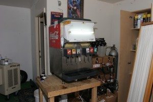 Soda machine in garage