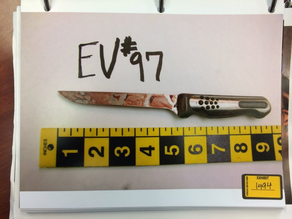 Knife used to kill Tom Hunter. Evidence Photo 