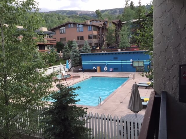 The outdoor pool at the Wildwood Inn in Snowmass, Colorado