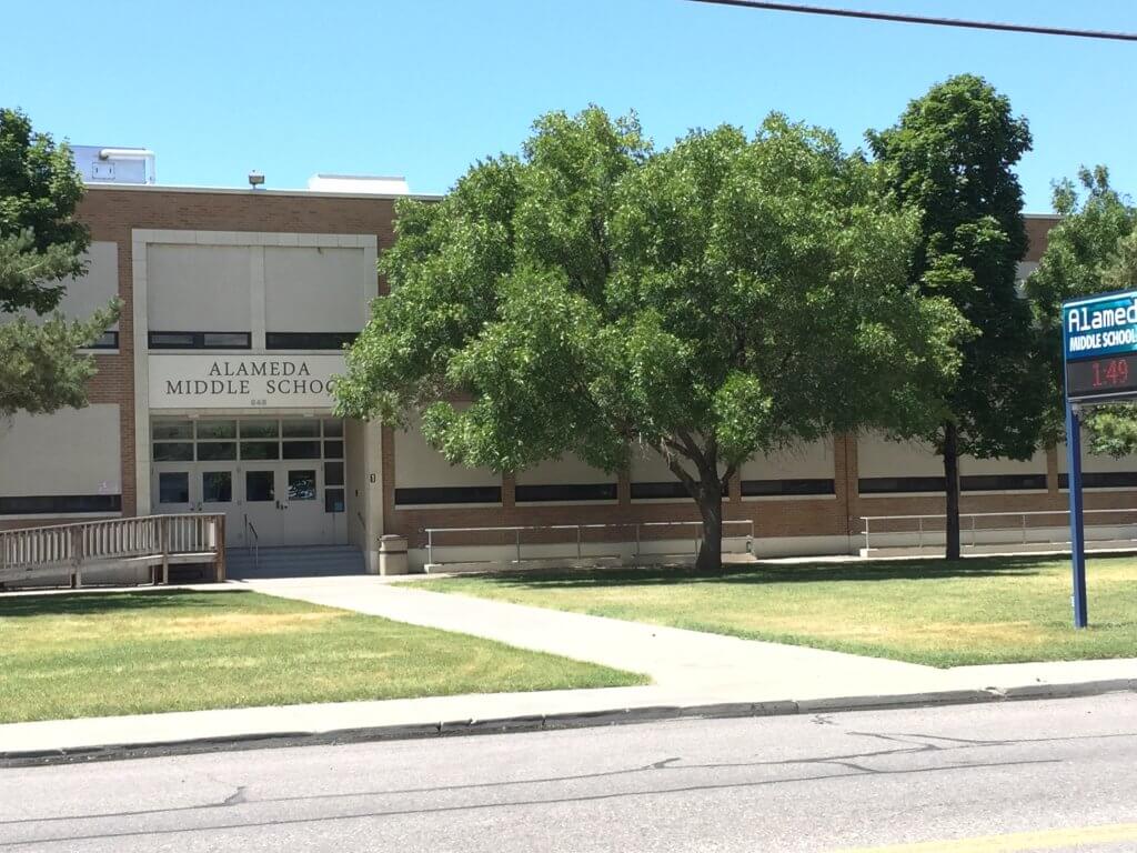 The front of Alameda Middle School where Bundy pulled up in his VW and waved Lynette Culver over to his car. 