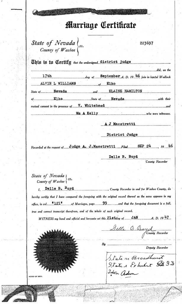 MARRIAGE CERTIFICATE - GLADYS - ALVIN