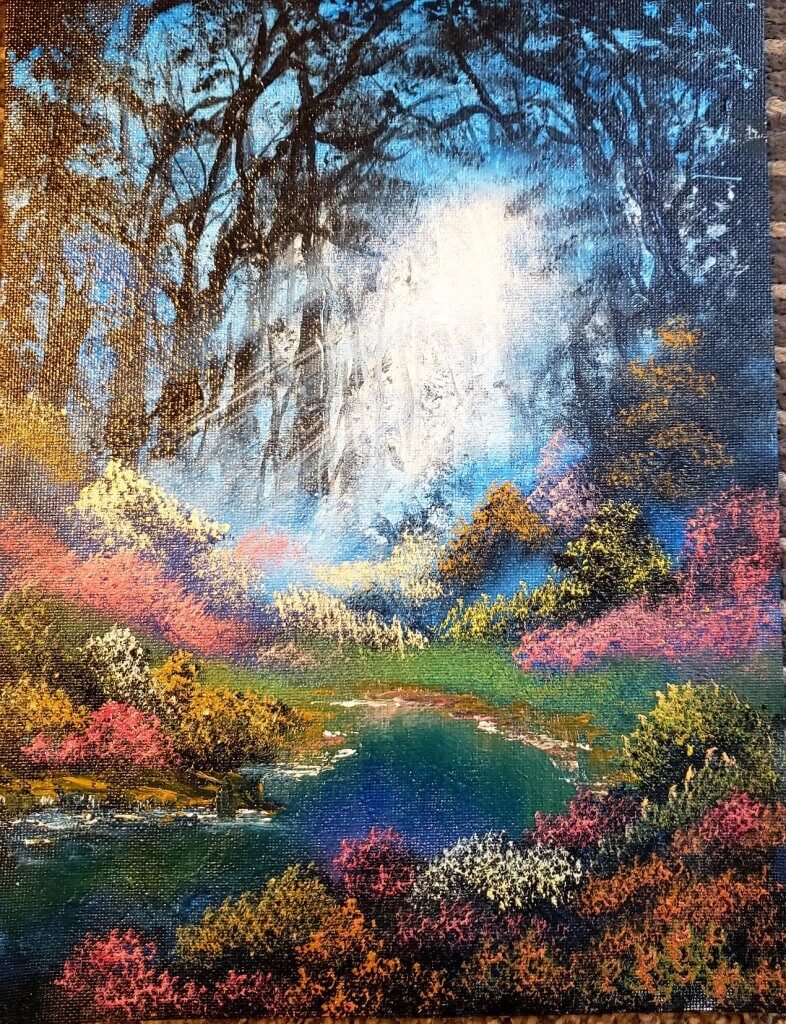 David Allen’s canvas painting of a nature scene
